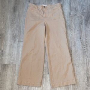 LOFT wide leg Beige khaki tan Trousers size 16 tall business casual slacks pants